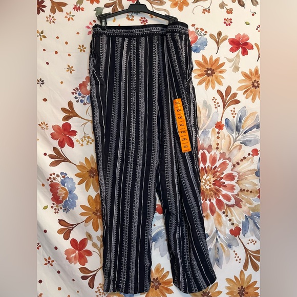 Nwot Jessica Simpson XXL Cadie Black Beige Cropped Palazzo Festival Casual Pants - Picture 1 of 12